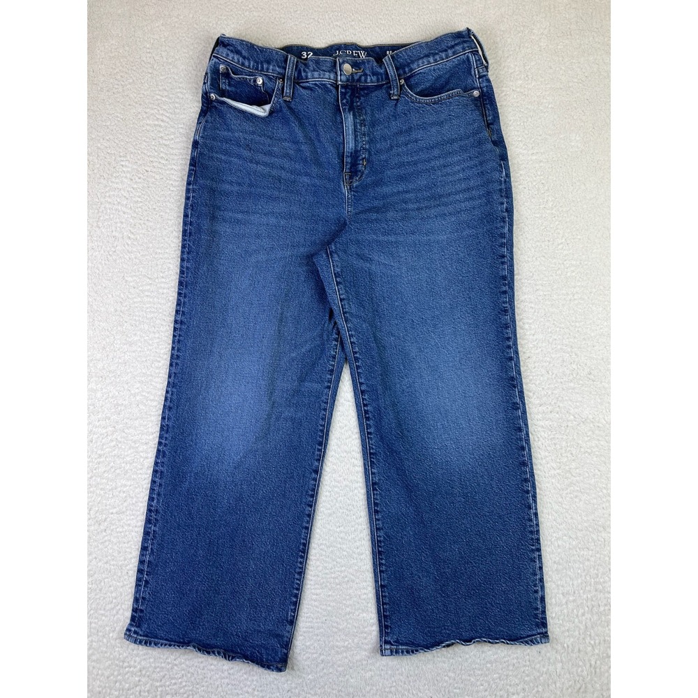 J.Crew High Rise '96 Slim Wide Jeans Women's 32x27 Blue Stretch Denim Baggy